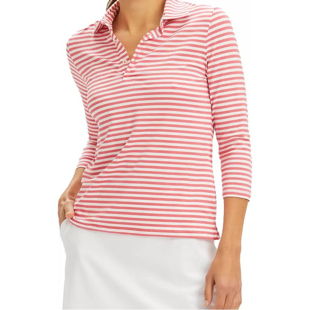 NWT - Renwick Stripe 3/4 Sleeve Performance Golf Polo